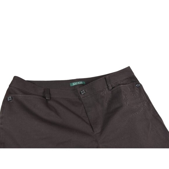 Ralph Lauren Straight-Leg Stretch Pants Women’s 14 Chocolate Brown Cotton Twill - Picture 6 of 6